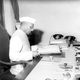 Morarji Desai giving the budget a final glance. He presented it to the Lok Sabha on Feb. 29, 1960.